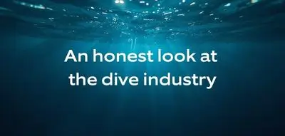 Abstract underwater background representing an honest and realistic perspective on the professional dive industry.