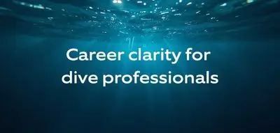 Minimal underwater scene symbolizing clarity and direction for dive professionals planning their careers.