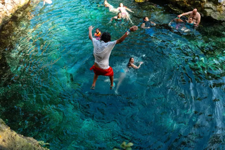 A freshwater cenote near Playa del Carmen