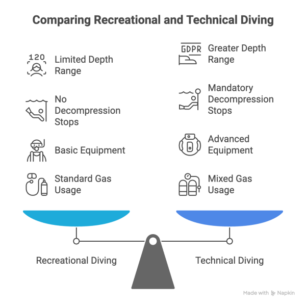 Comparing Recreational and Technical Diving